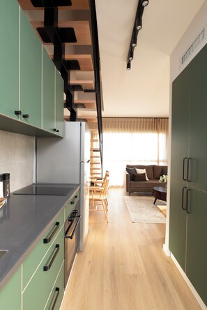 City Apartment, 3 Bedrooms, Balcony | Private kitchen