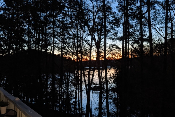 Sunrise over the Lake Hartwell from the back porch, minutes from Clemson.