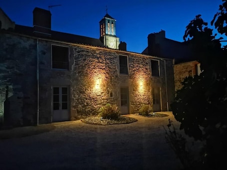 Front of property – evening/night. Le Durivum