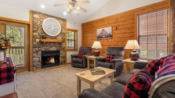 Smart TV, fireplace, DVD player