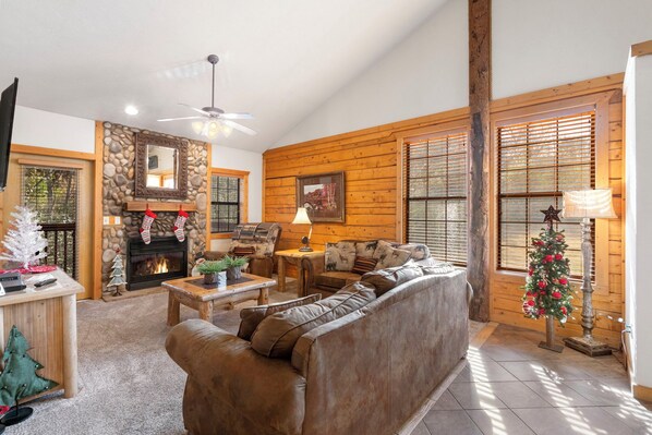 Smart TV, fireplace, DVD player