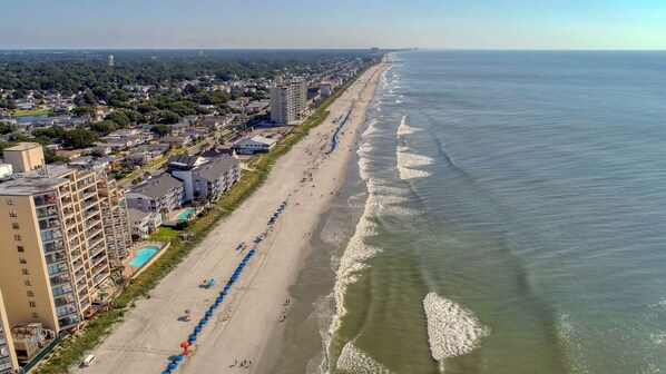 Playa en los alrededores y camastros 