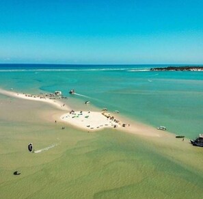 Beach nearby, sun loungers