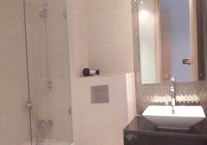 Bathtub, hair dryer, bidet