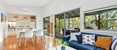 TV, DVD player, books