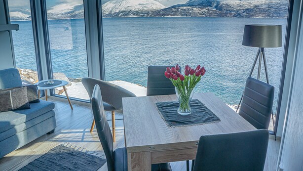 Romantic Cabin, 1 Bedroom, Non Smoking, Sea View | Living area | Heated floors - Aurora Fjord Cabins (Lyngen)
