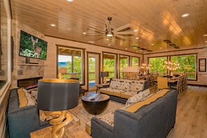 TV, fireplace, video games