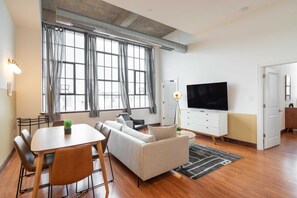 TV - Sosuite | 2BR Apt w W/D, Gym, On-Site Restaurant (Philadelphia)