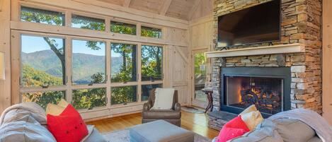 Télévision, cheminée