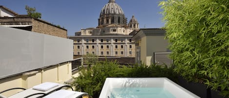 Junior Suite, Terrace | Private spa tub