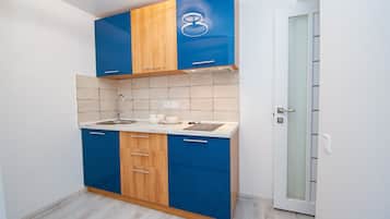 Estúdio empresarial | Cozinha americana privada | Frigobar, cooktop, talheres/pratos/utensílios de cozinha