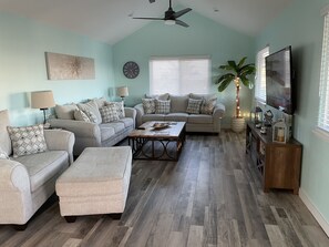 Smart TV, fireplace, video games