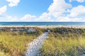 Una spiaggia nelle vicinanze, lettini da mare