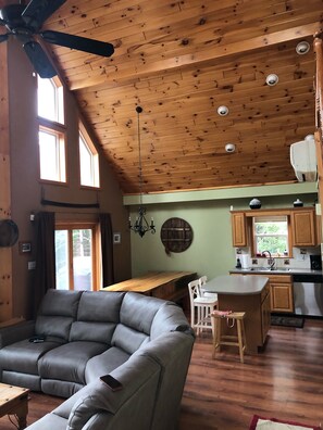 Smart TV, fireplace, video games, table football