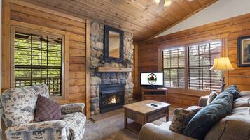 Smart TV, fireplace, DVD player