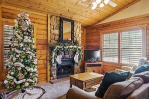 Smart TV, fireplace, DVD player