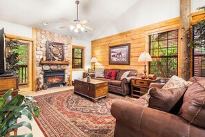 Smart TV, fireplace, DVD player