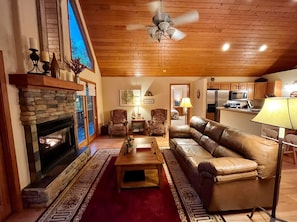 Smart TV, fireplace, DVD player