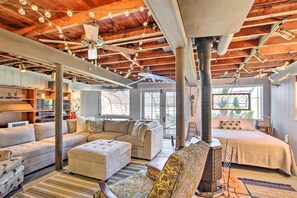 TV, fireplace - Fire Pit, Views & Beach Access: Waterfront Escape! (University Place)