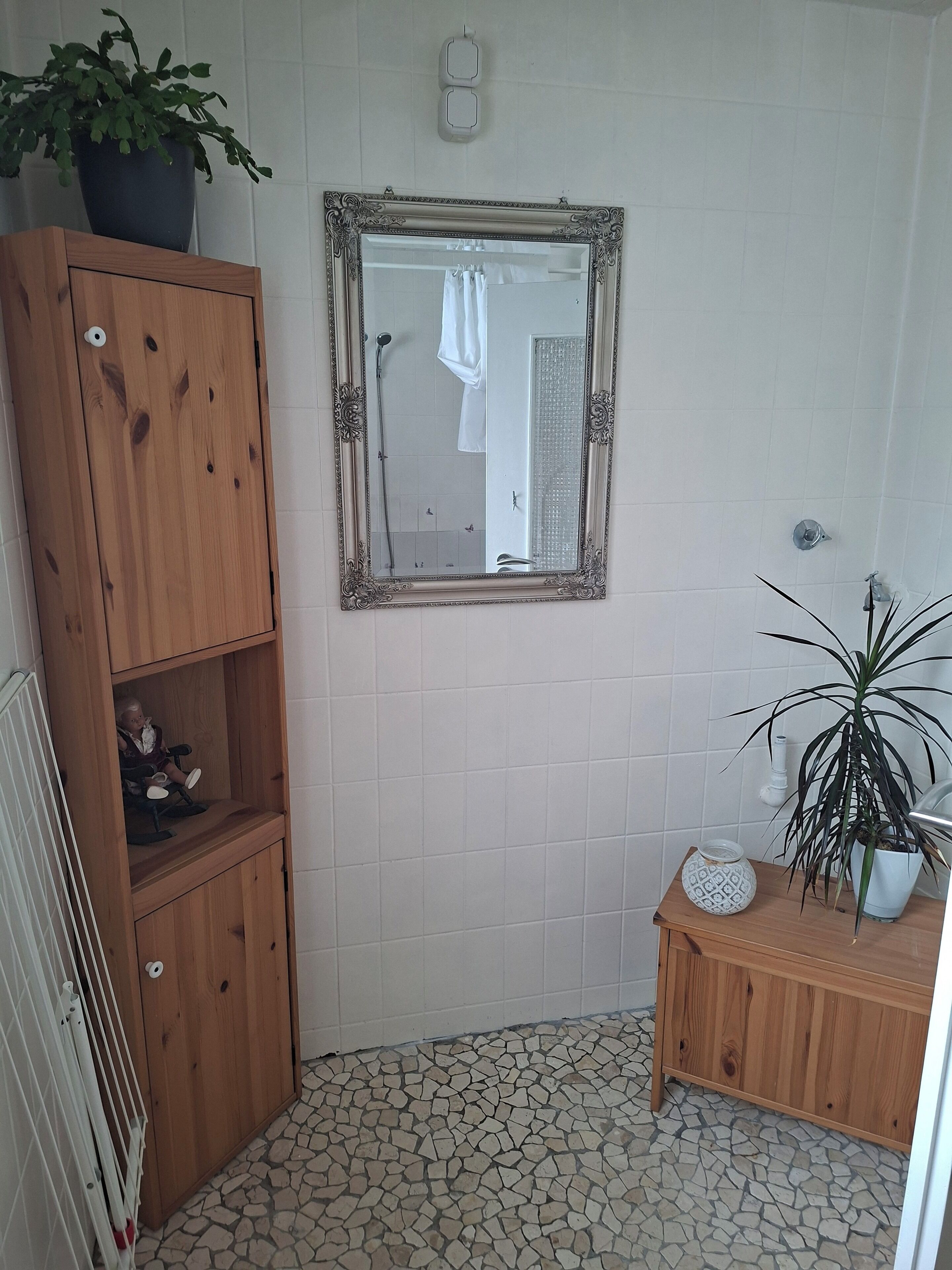 Bathtub, hair dryer, towels, soap