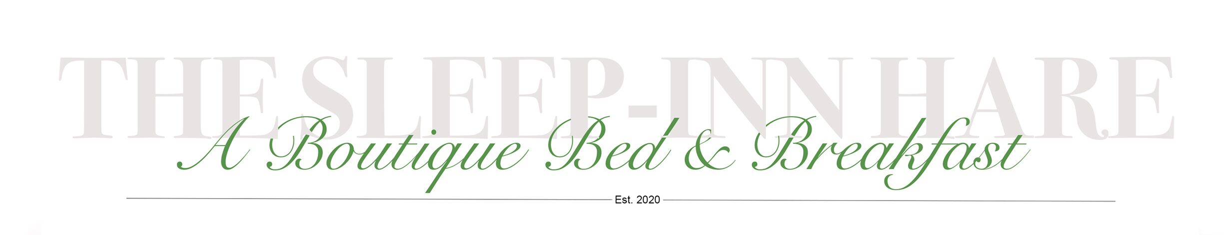 The logo of "The Sleep-Inn-Hare" with the tagline "A Boutique Bed & Breakfast" and the establishment year 2020.