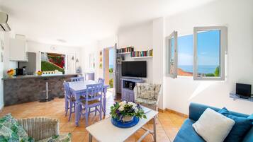 TV connectée, lecteur de DVD, table de tennis de table, livres