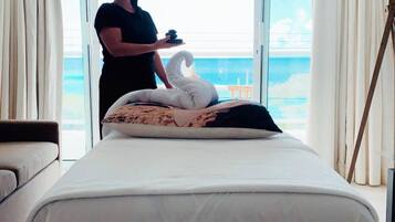 1 bedroom, desk, iron/ironing board, travel crib