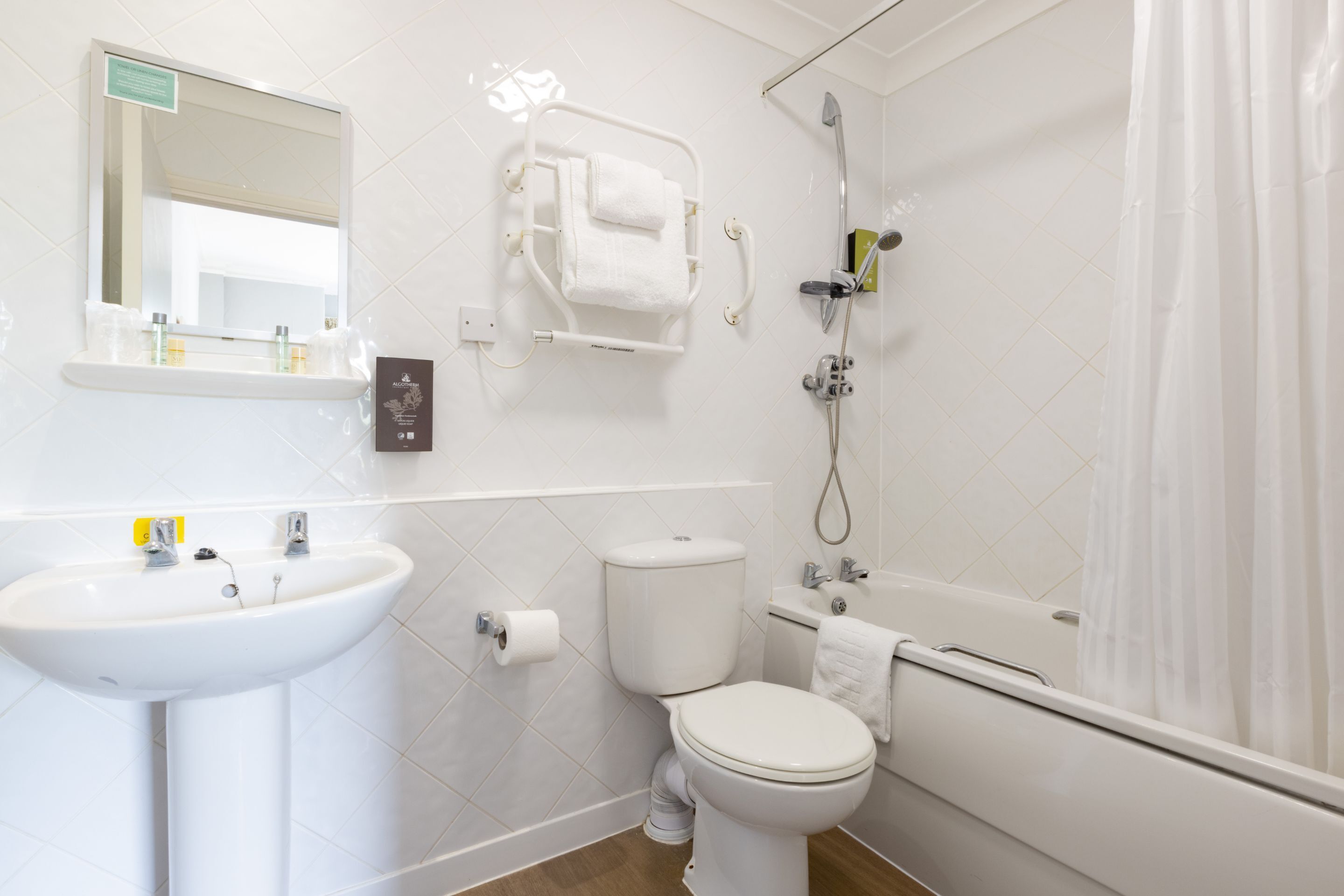 free toiletries, hair dryer, towels, soap