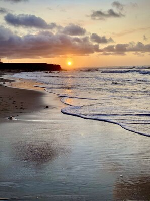 Beach nearby, sun-loungers