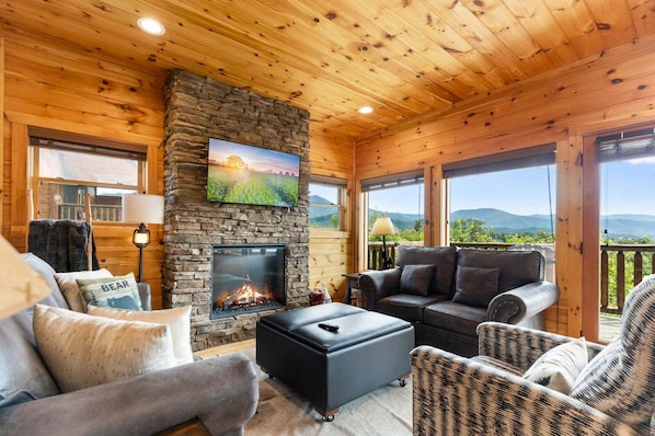 TV, fireplace, DVD player