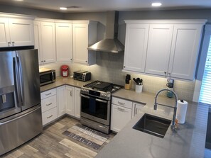 Fridge, microwave, dishwasher, toaster