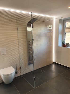 Shower, hair dryer, towels, soap - Gute Laune Hof Klingenthal (Klingenthal)