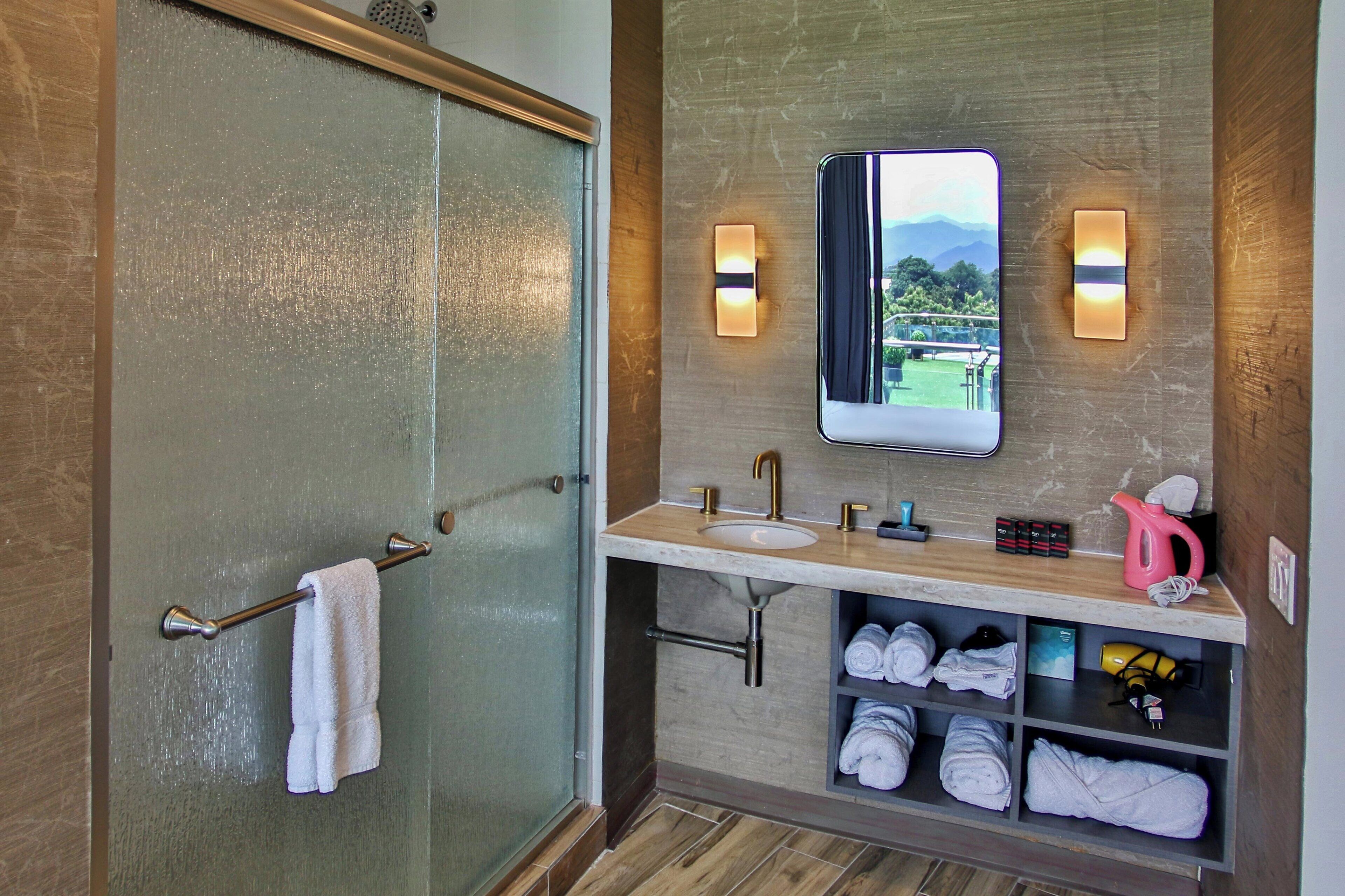 suite, 1 bedroom, terrace (savvy) | bathroom | shower, free toiletries, hair dryer, bathrobes