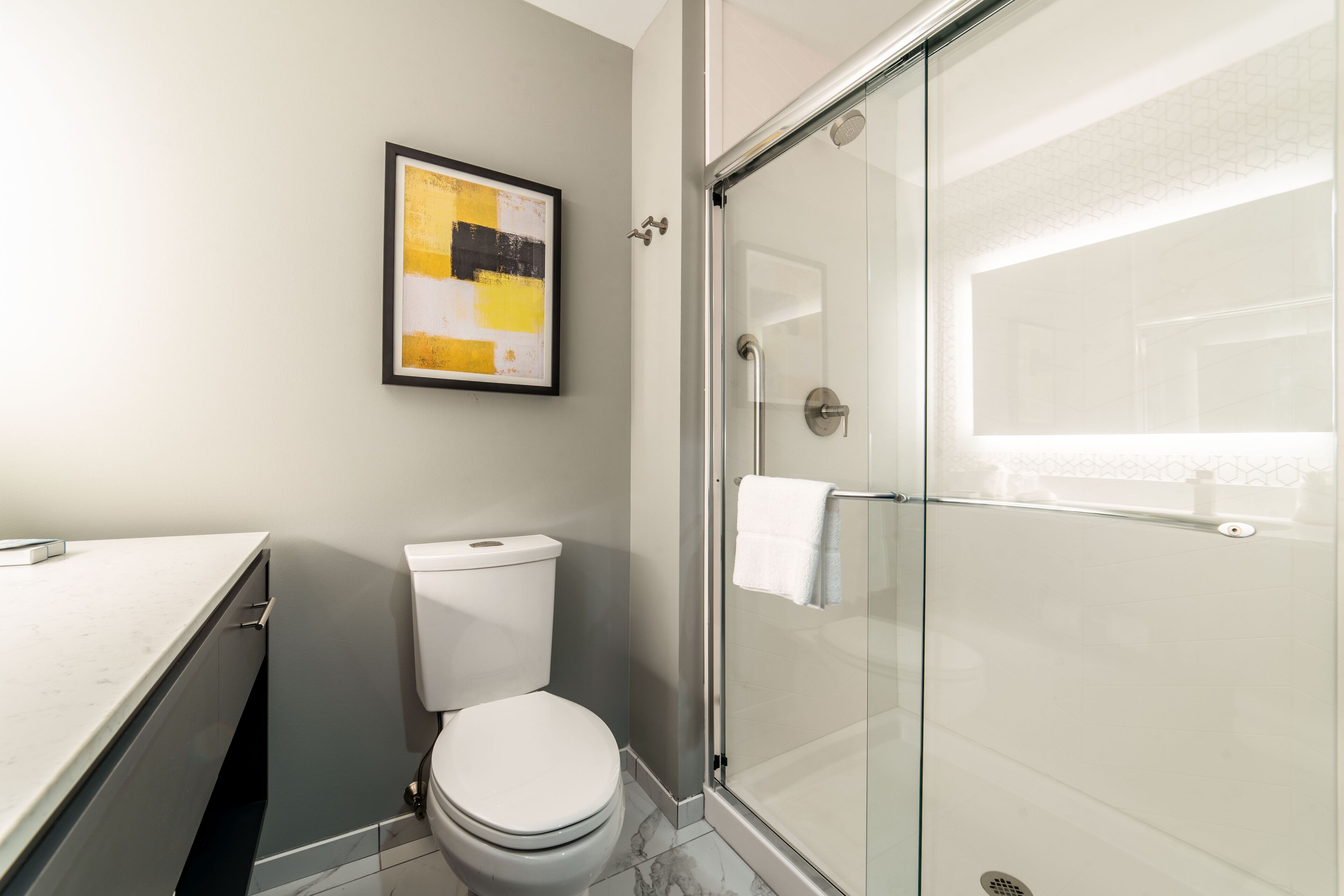 free toiletries, hair dryer, towels, soap