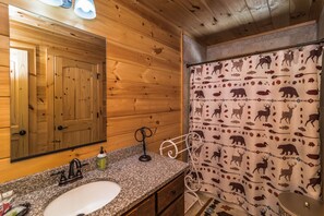 Combined shower/bathtub, hair dryer, towels, soap - A View  To Remember (Morganton)