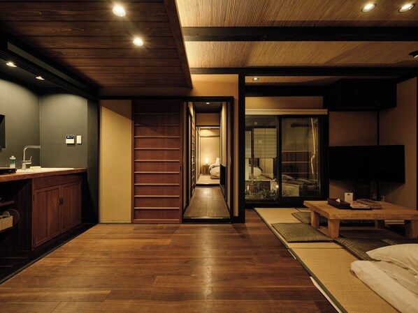 Private Vacation Home, Non Smoking | Living area | 50-inch flat-screen TV with digital channels, TV - Tsumugi Nishinotoinhanayacho (Kyoto)