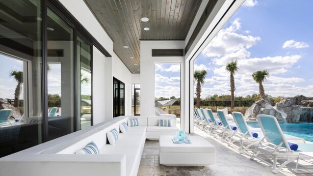 Outdoor pool, pool loungers - Your Family Will Love the Private Pool at Your Private Villa in Reunion Resort and Spa, Orlando Signature Villa 3805 (Kissimmee)