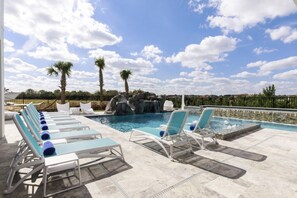 Outdoor pool, pool loungers