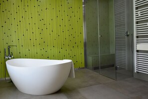 Séchoir à cheveux, pantoufles, serviettes fournies, papier de toilette