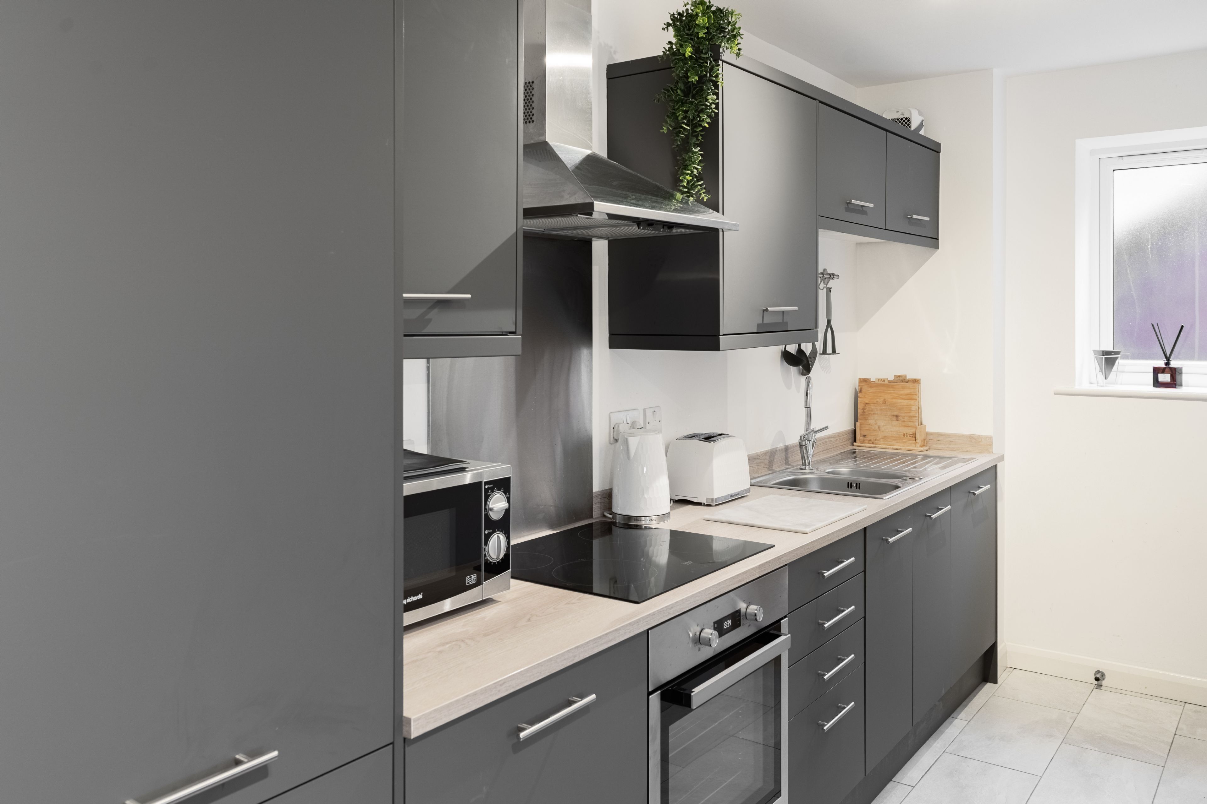 Fridge, microwave, oven, toaster