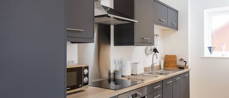 Fridge, microwave, oven, toaster