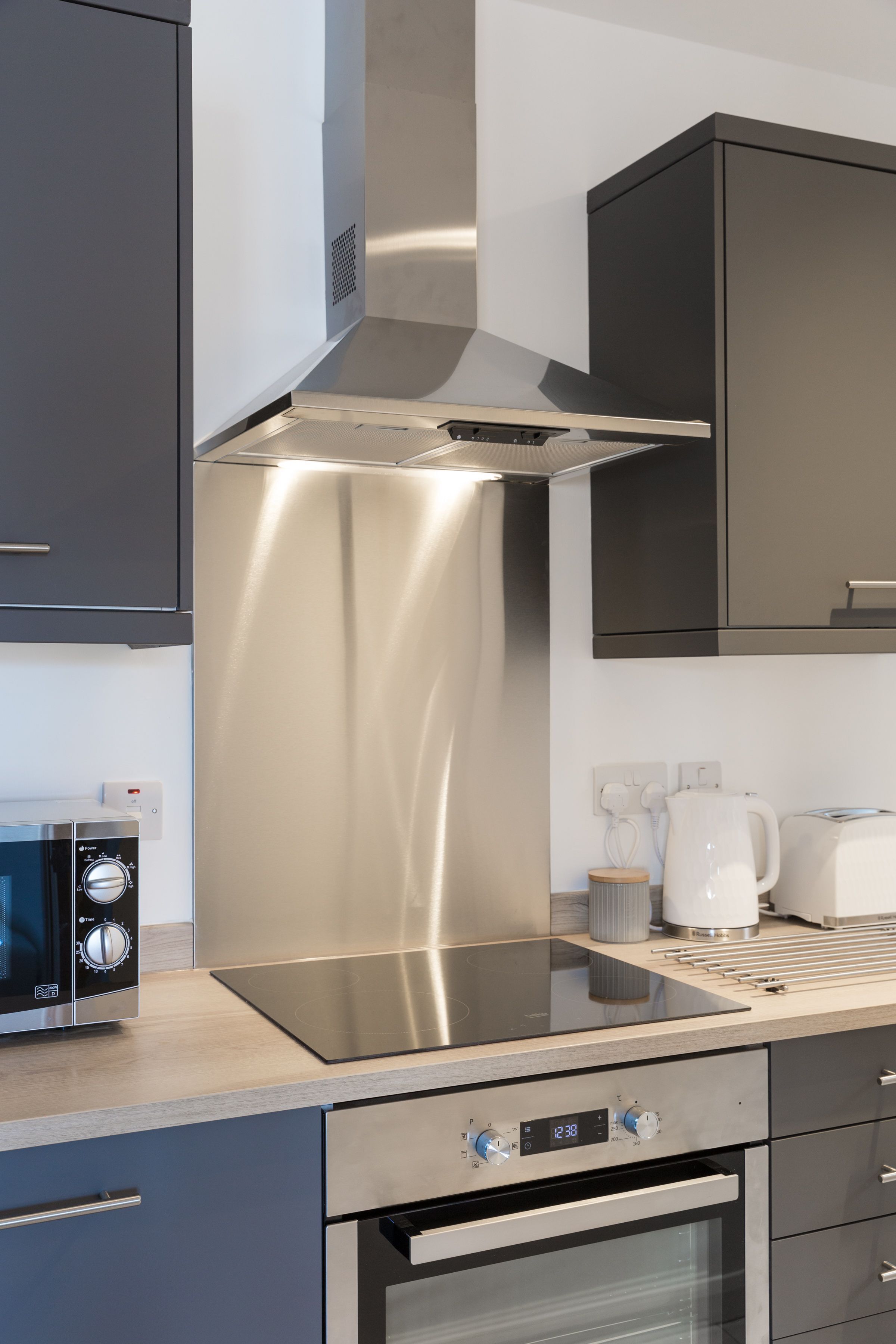 Fridge, microwave, oven, toaster