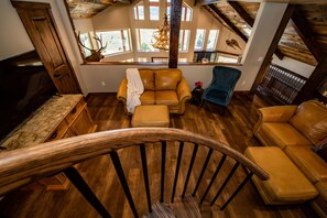 Smart TV, fireplace, DVD player, foosball