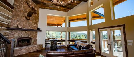 Smart TV, fireplace, DVD player, foosball