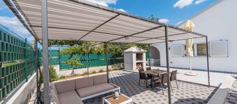 Holiday home overlooking the yard and pool