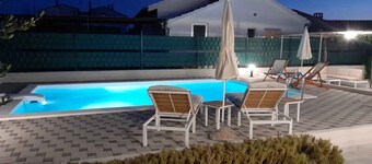 Holiday home overlooking the yard and pool