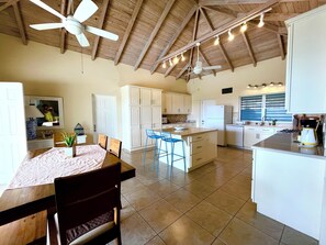 Fridge, microwave, oven, stovetop - Villa Belvedere, 5 minutes walk to the beach, private pool and seaview (Saint John)