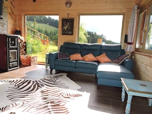Smart TV, fireplace, DVD player, stereo
