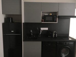 Réfrigérateur, micro-ondes, plaque de cuisson, lave-vaisselle