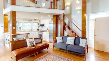 TV, fireplace, DVD player, books